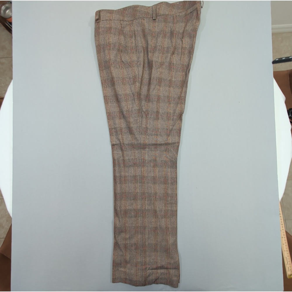 Maison Common Womens Plaid Wool Pants 46 US 10 12 Brown Trousers - Picture 10 of 12